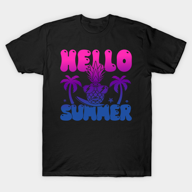 Summer Hello Summer Welcome Pineapple Palm Tree Beach by QualityDesign